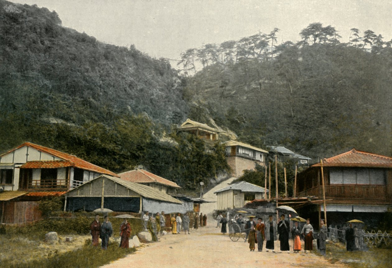 联合国街（Une Rue A Nunobiki），神户（Pres De Kobe），位于神户附近的努诺比基（Nunobiki）的一条路，1900年。 作者 不明