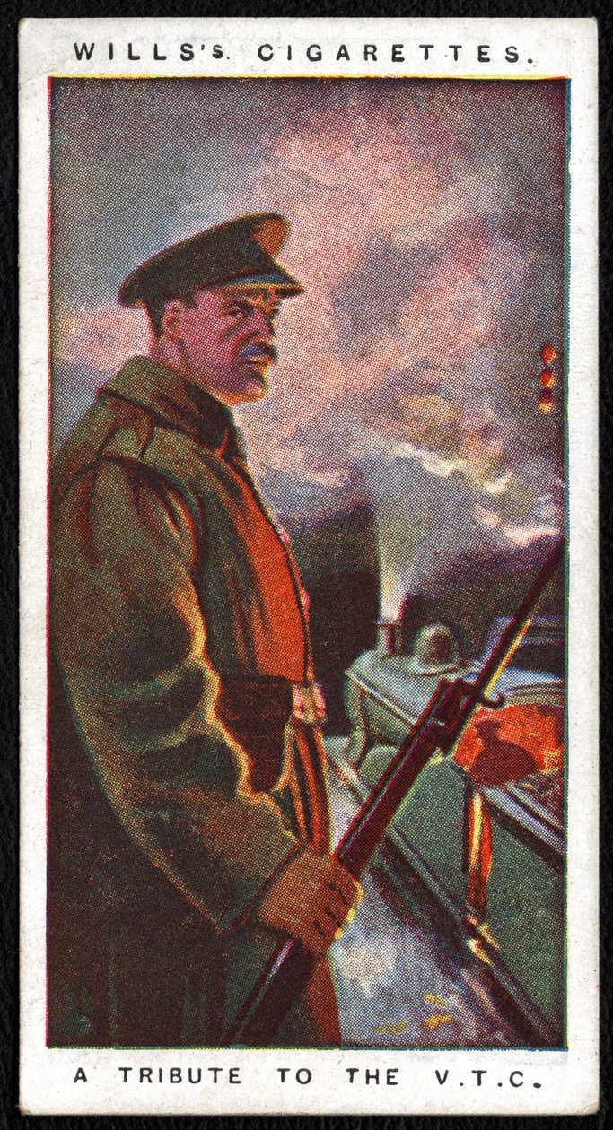 英国 : 帝国烟草公司于 1917 年出版的一系列 24 张香烟卡片之一，作为对军队和平民部队的战争努力的致敬 作者 不明