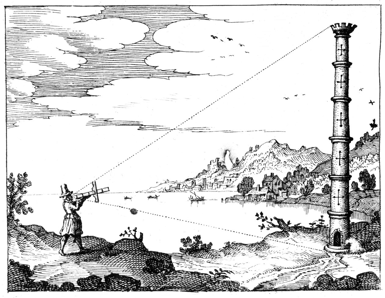 1617年至1619年，使用交叉人员测量塔的高度 作者 不明