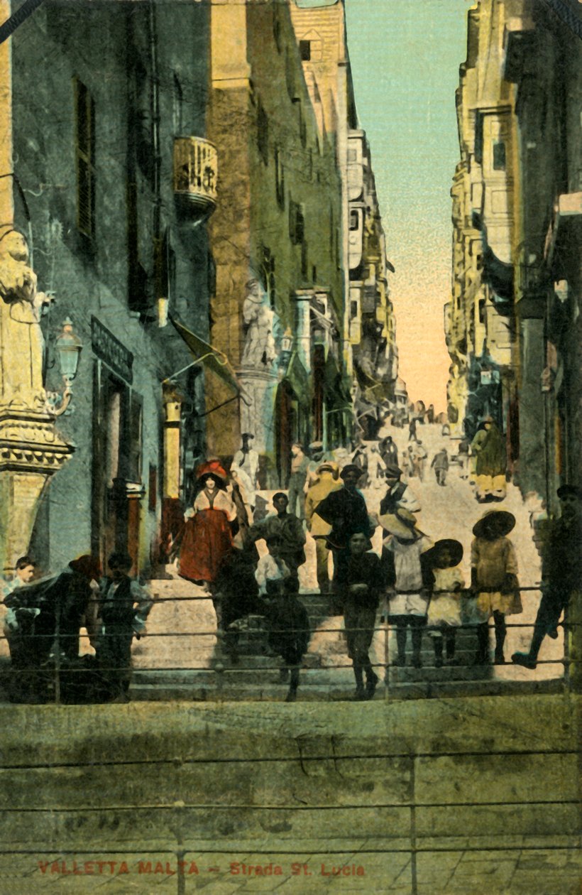 马耳他瓦莱塔-Strada St.露西亚，c1918-c1939。 作者 不明