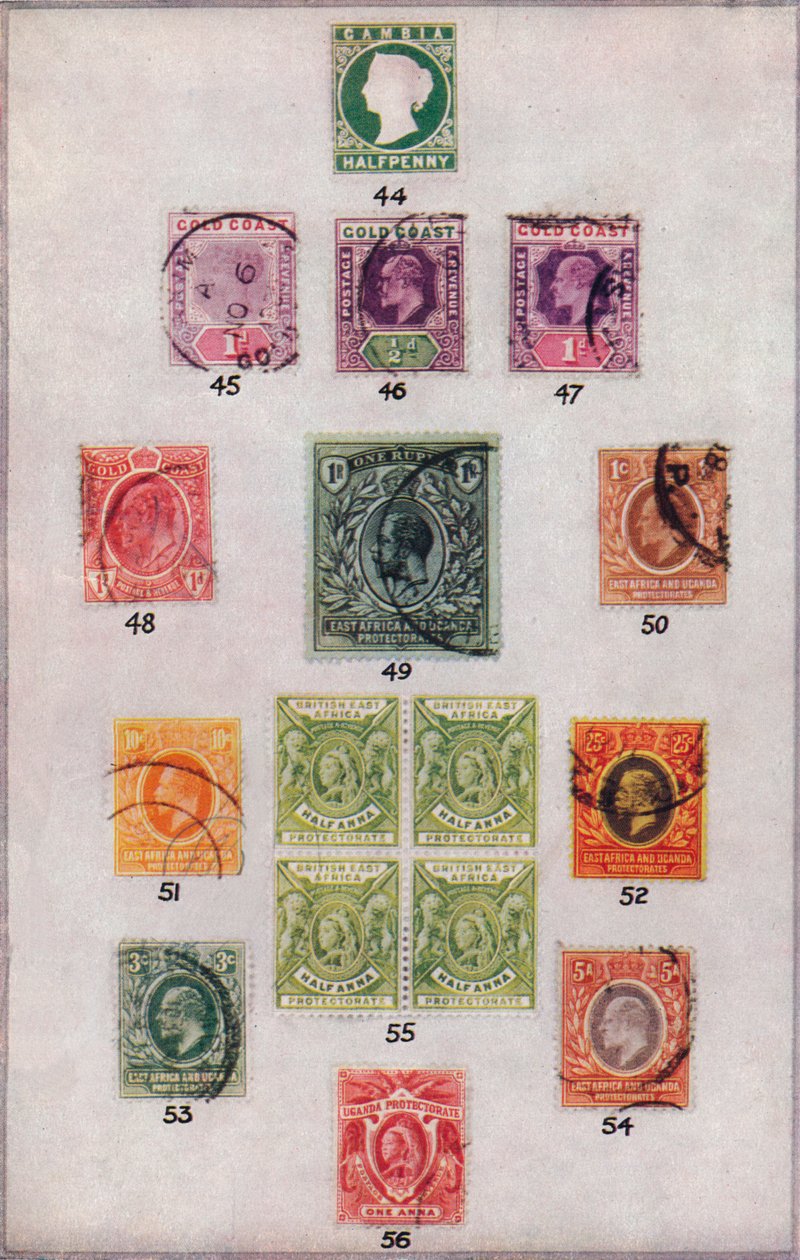 非洲各种邮票，编号：44-56，c1943，1944年 作者 不明