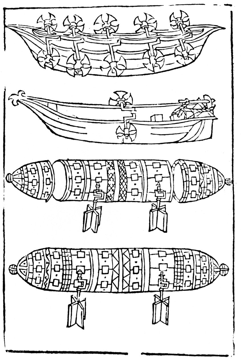 战争中使用的各种形式的桨船，1483年 作者 不明
