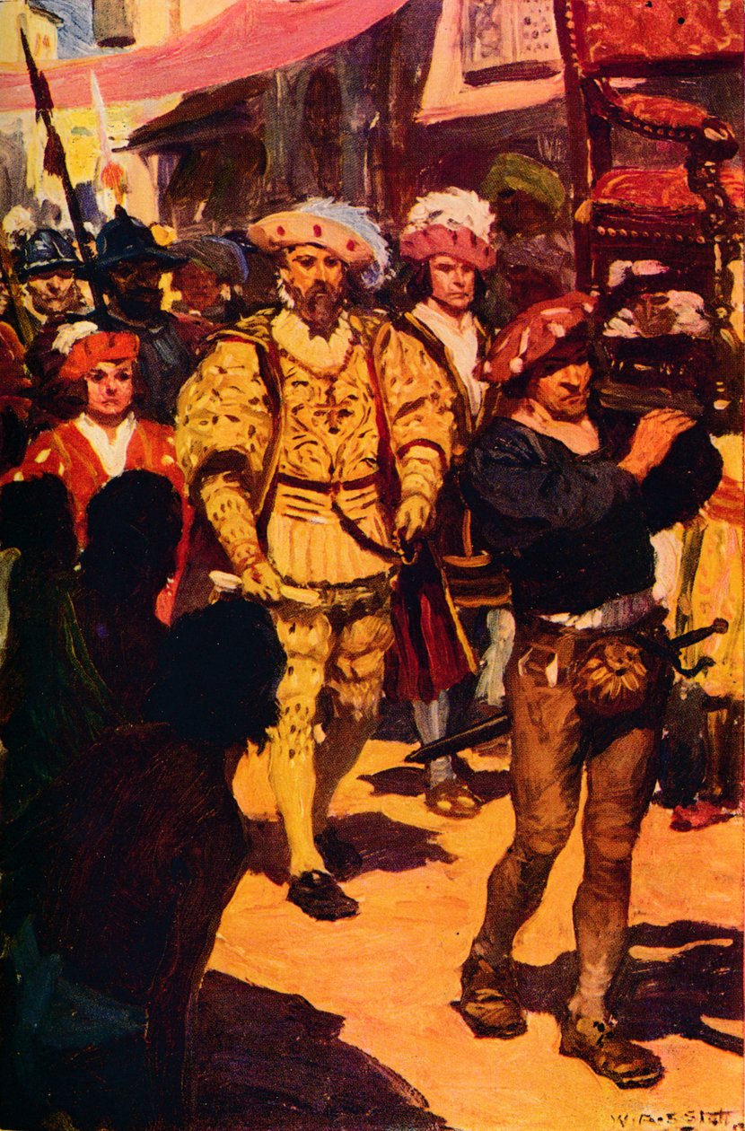 瓦斯科·达·伽马（Vasco Da Gama）拜访卡利卡特国王，1498年c1912年 作者 不明