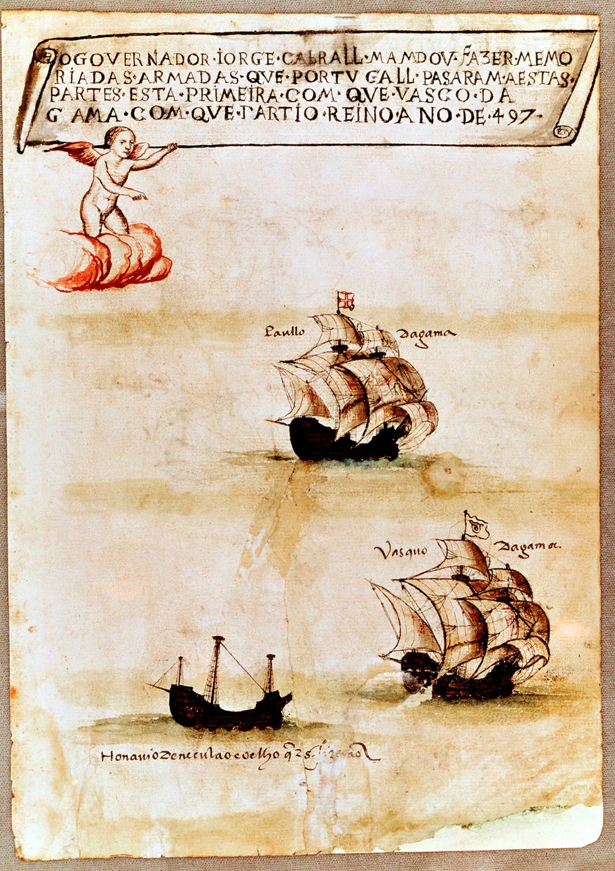 瓦斯科-达伽马的舰队在海上，1497年 作者 不明