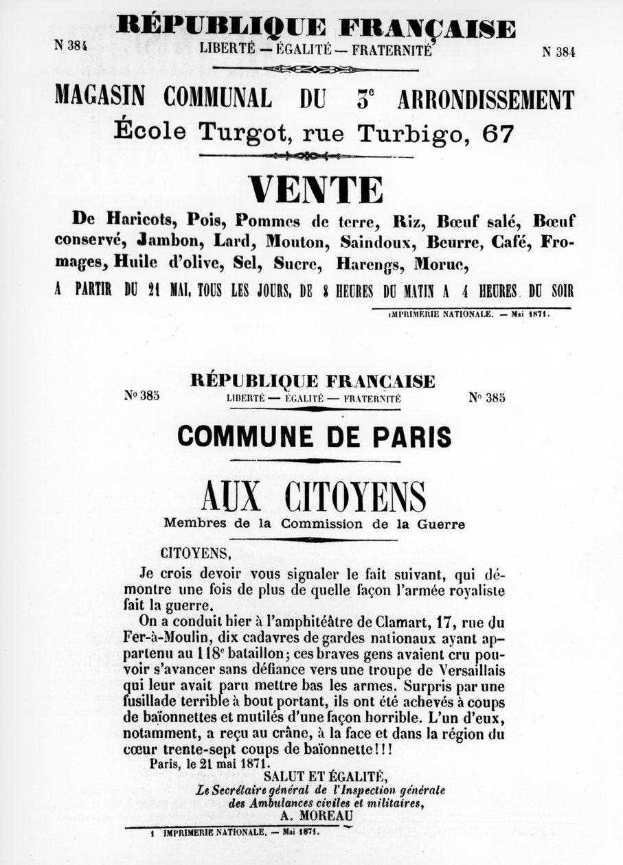 Vente，摘自1871年5月巴黎公社的法国政治海报 作者 不明