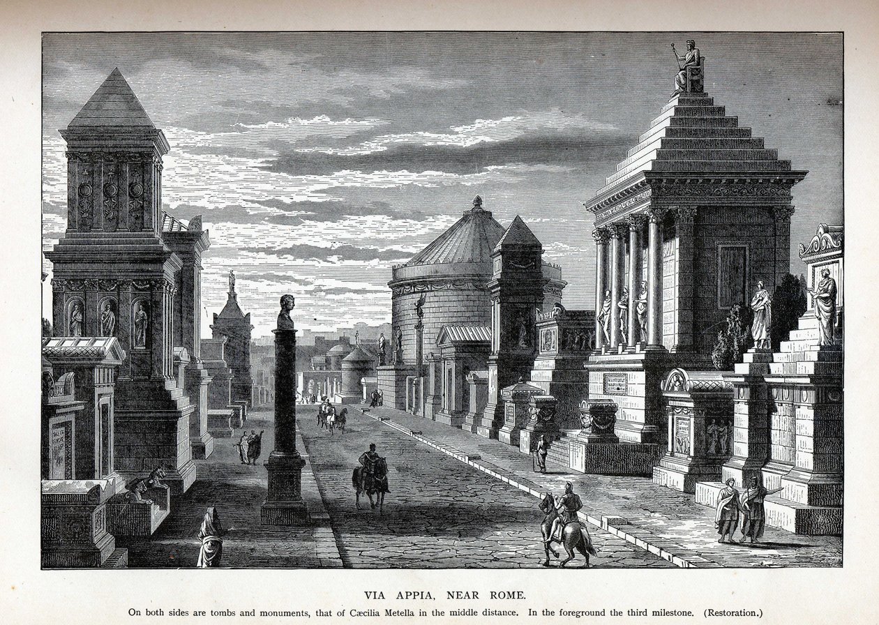 通过阿皮亚在罗马重建附近，1882年 作者 不明