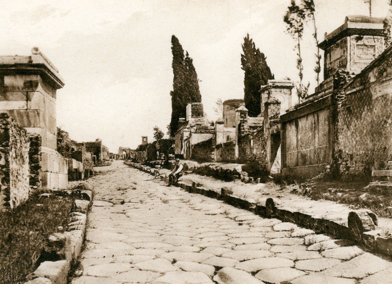 Via delle Tombe，庞贝城，意大利，c1900年代 作者 不明