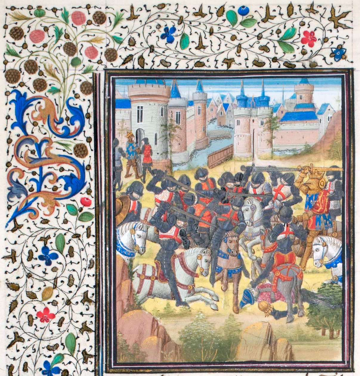 1198年，狮心王理查德（Richard the Lionheart）击败菲利普·奥古斯都（Philip Augustus）。1460年代威廉·提尔（William of Tyre）拍摄的历史缩影 作者 不明