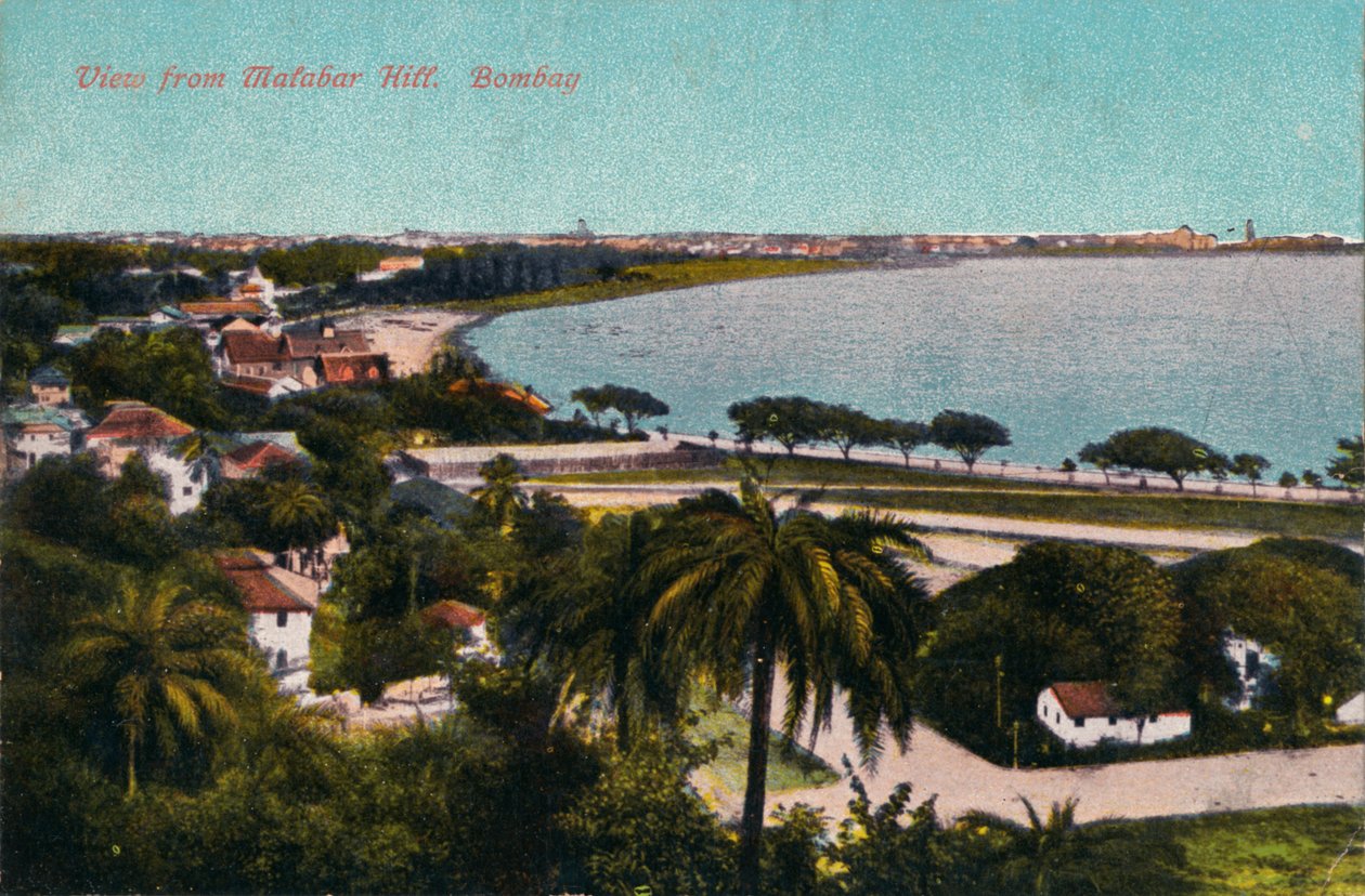 马拉巴尔山（Malabar Hill），孟买（c1920）的景色 作者 不明