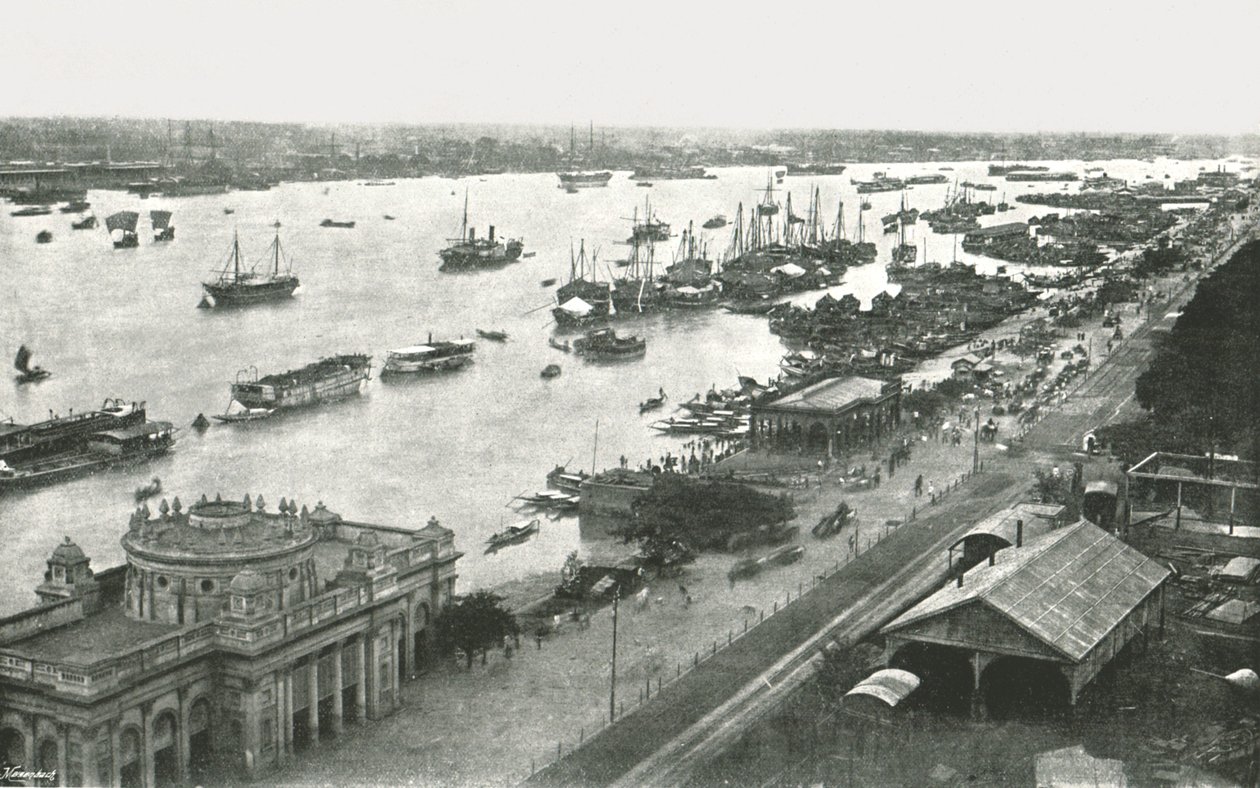 1895年，印度加尔各答，从Hooghly桥上观看。 作者 不明