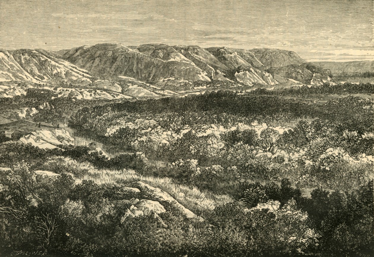 约旦河谷景观，1890年。 作者 不明