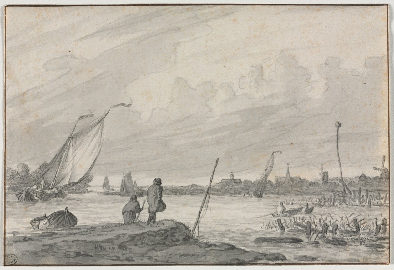 阿尔克马尔（Alkmaar）风景与小船，1600年代。 作者 不明