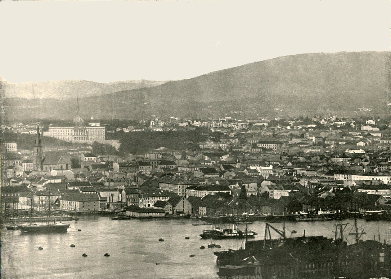克里斯蒂安尼娅的景色，挪威奥斯陆，1895年。 作者 不明