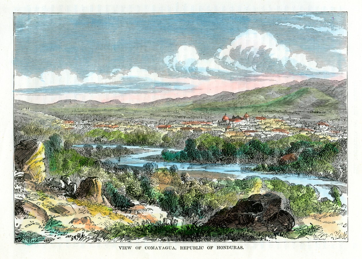 洪都拉斯共和国科马亚瓜的景观，大约1880年 作者 不明