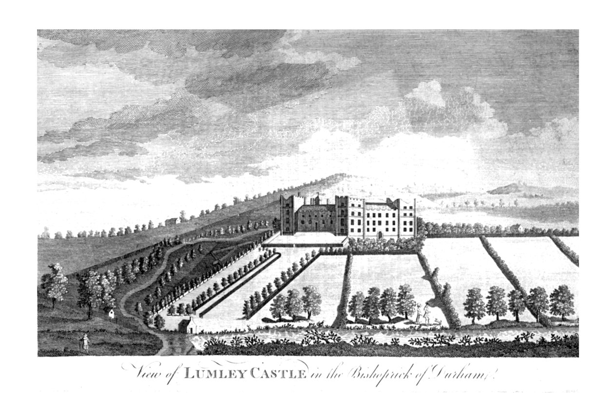 达勒姆主教区的Lumley城堡景色，c1779-1790 作者 不明