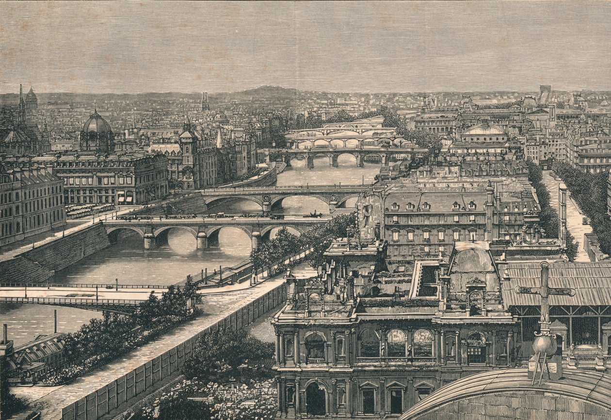 巴黎，Showng七桥景观，1882年 作者 不明
