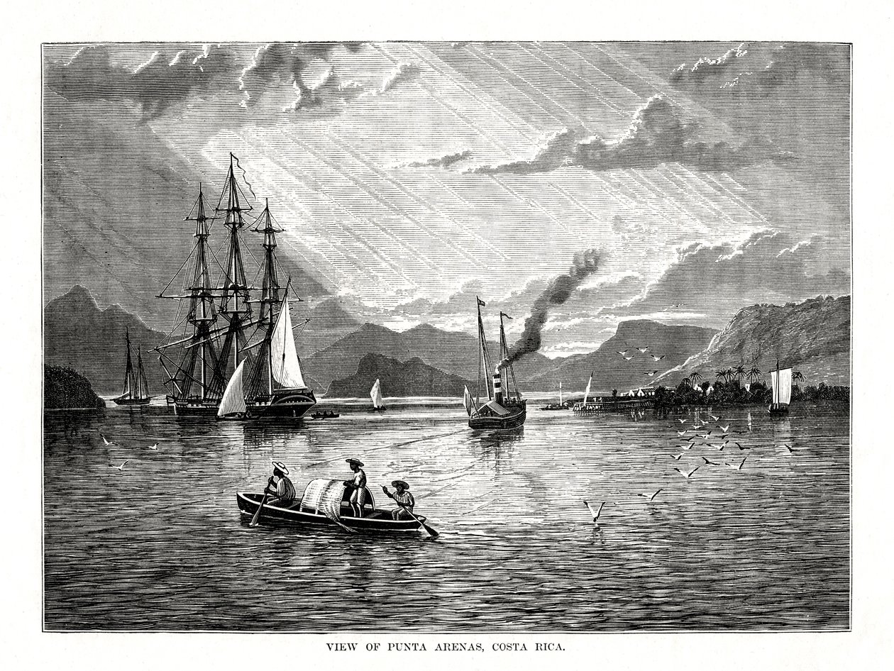 哥斯达黎加蓬塔阿雷纳斯的景色，1877年 作者 不明