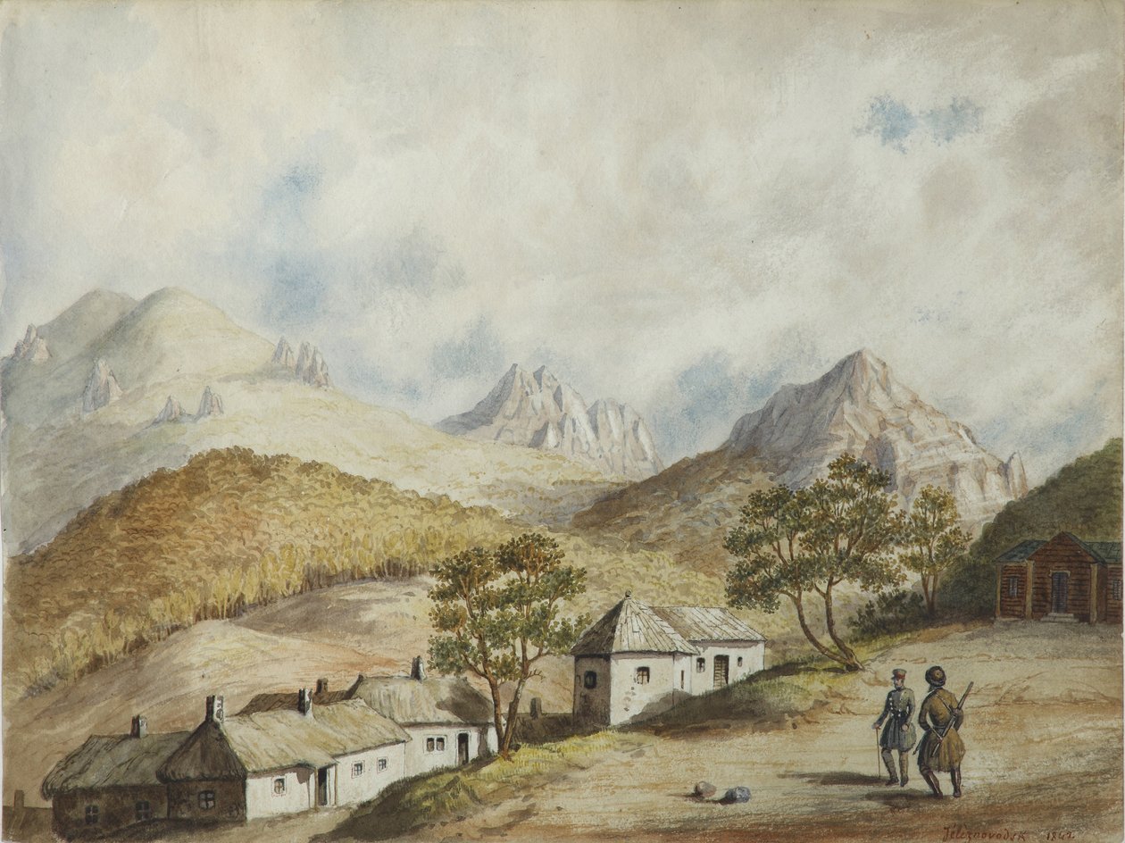 热列兹诺夫茨克（Zheleznovodsk）风景，1842年 作者 不明
