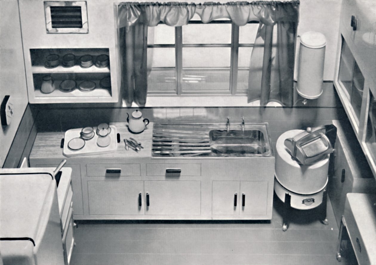 HMV家用电器设计的厨房视图，1938年 作者 不明