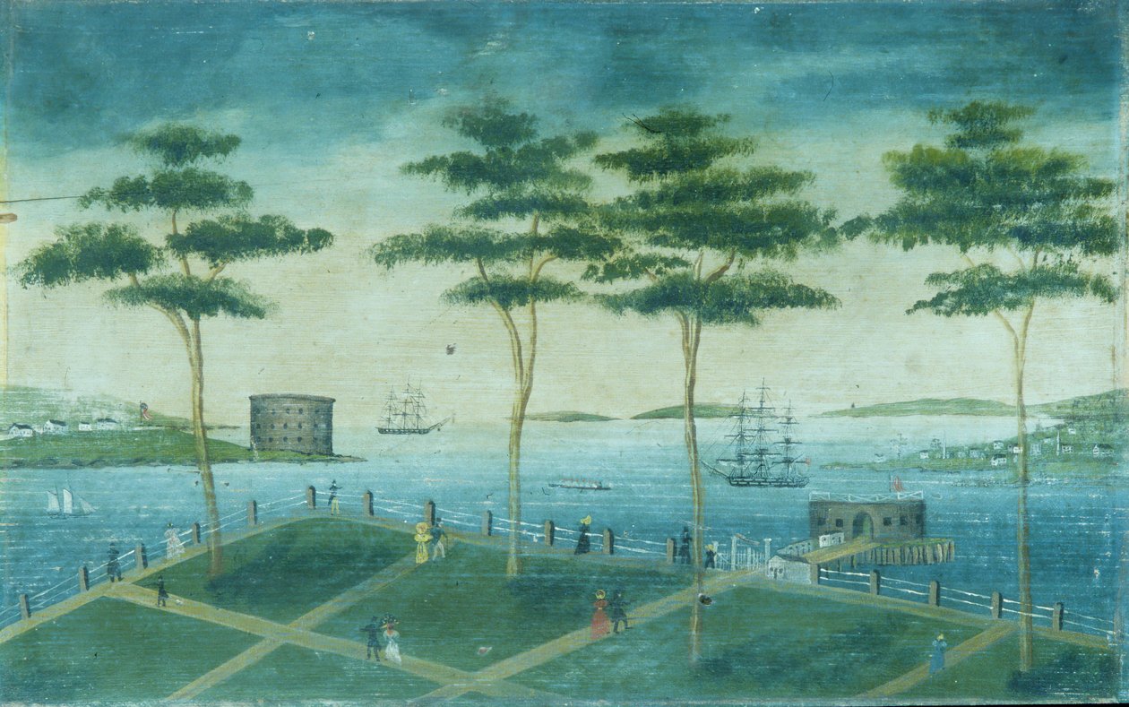 电池视图，纽约，1800年至1850年。 作者 不明