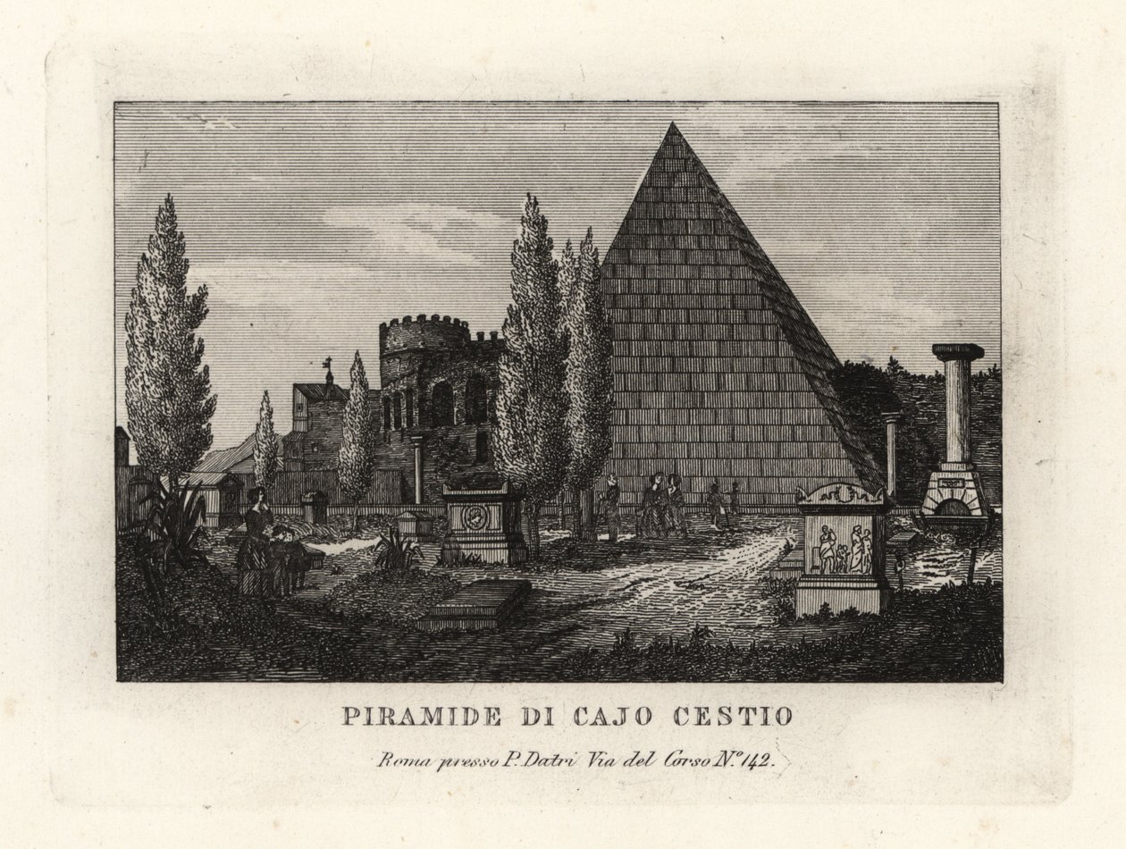 Cestius金字塔的看法，Piramide di Cajo Cestio，罗马 作者 不明