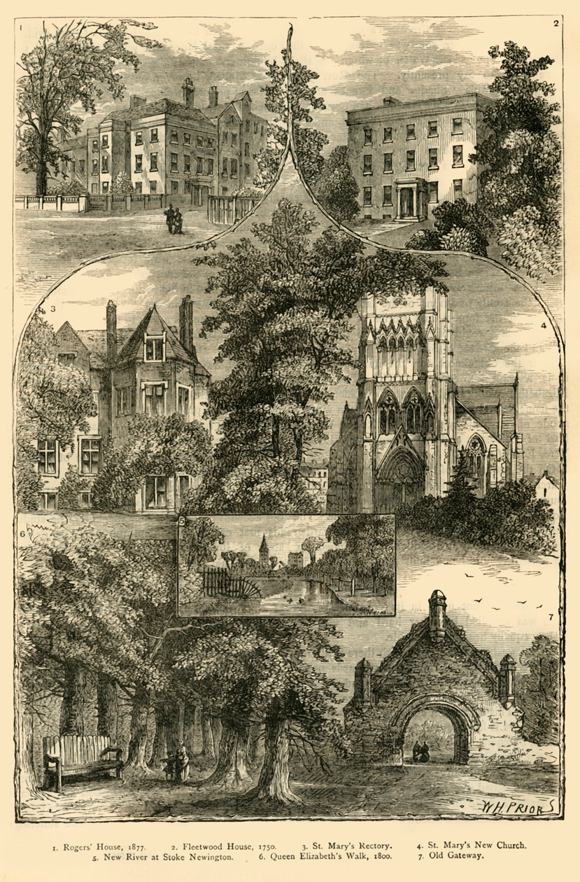 斯托克·纽顿（Stoke Newington）的风景，约建于1876年。 作者 不明