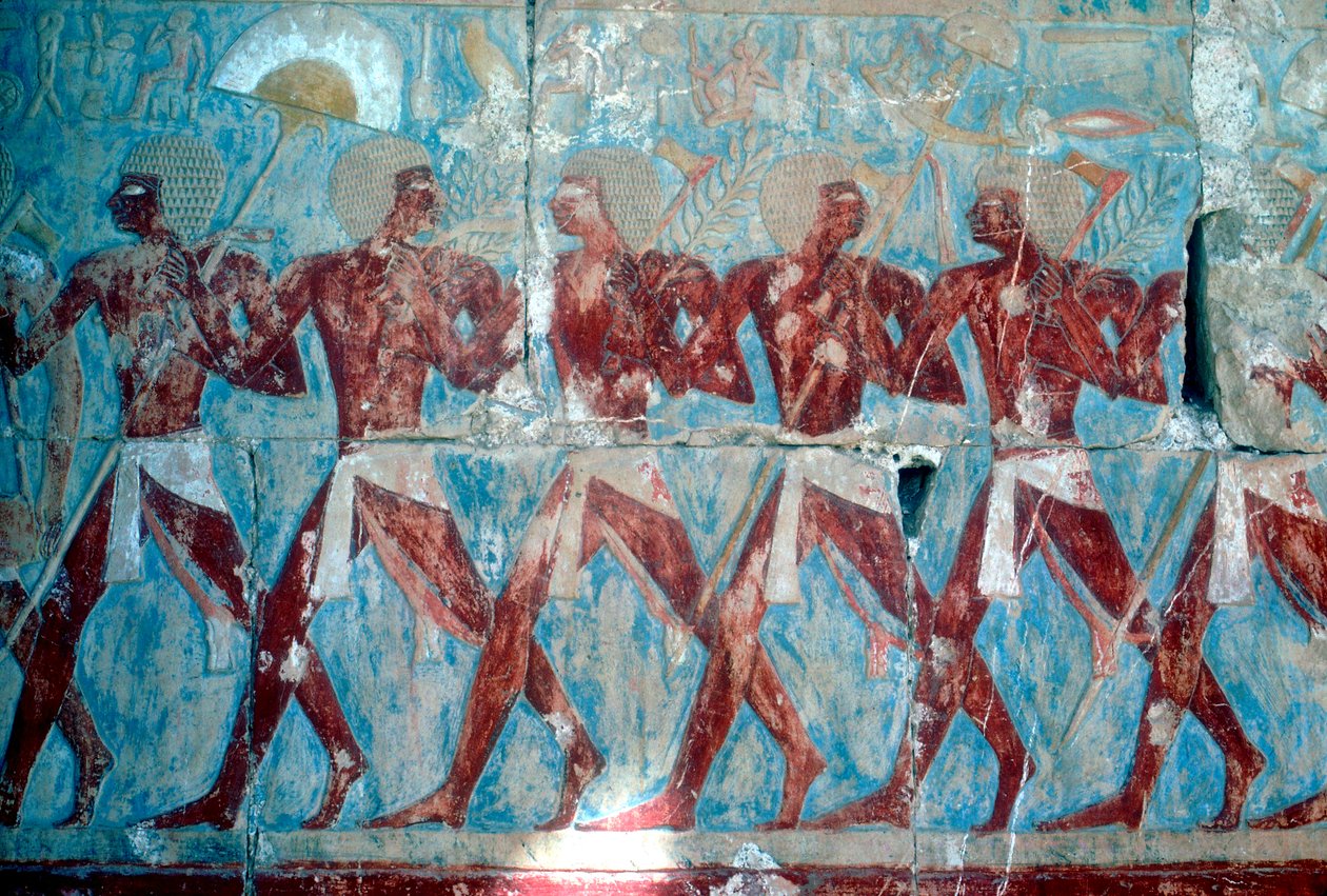 壁画：出征归来，哈特谢普苏特女王庙，埃及卢克索，约公元前1470年 作者 不明