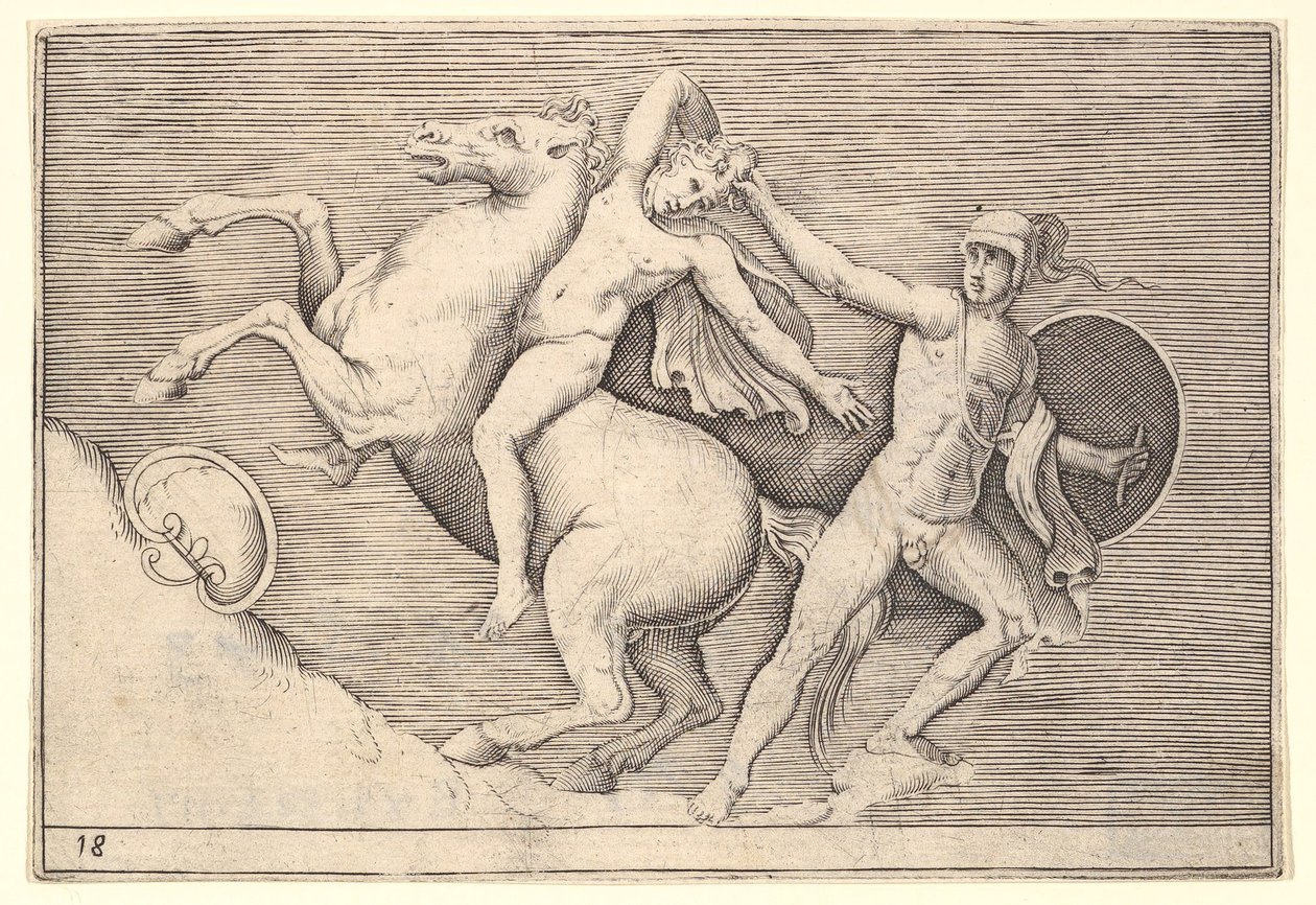 摘自Ex Antiquis Camorum et Ge ...的《勇敢地从他的马骑手》。 1599-1622。 作者 不明