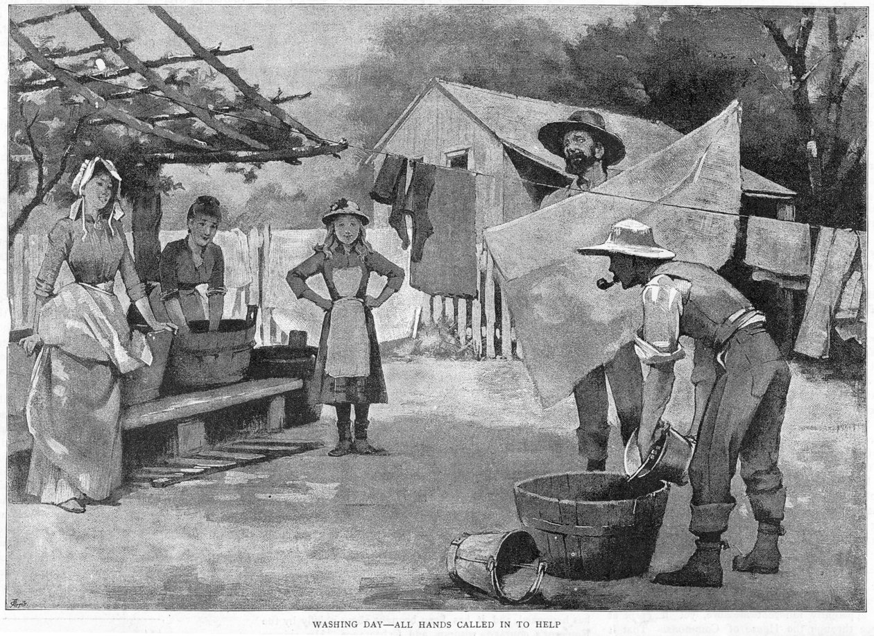 洗涤日-众人呼救，1889年 作者 不明