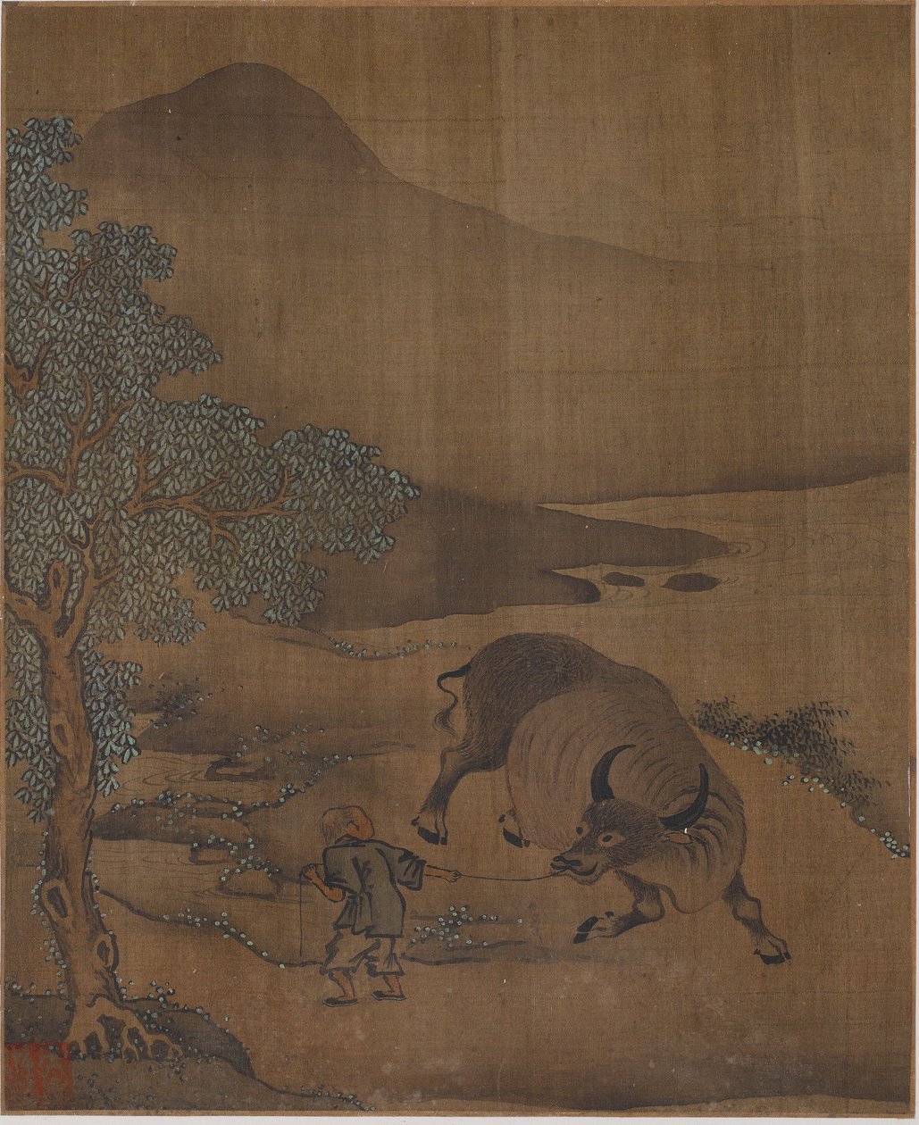水牛和牧童，可能是明朝的，1368-1644年。 作者 不明