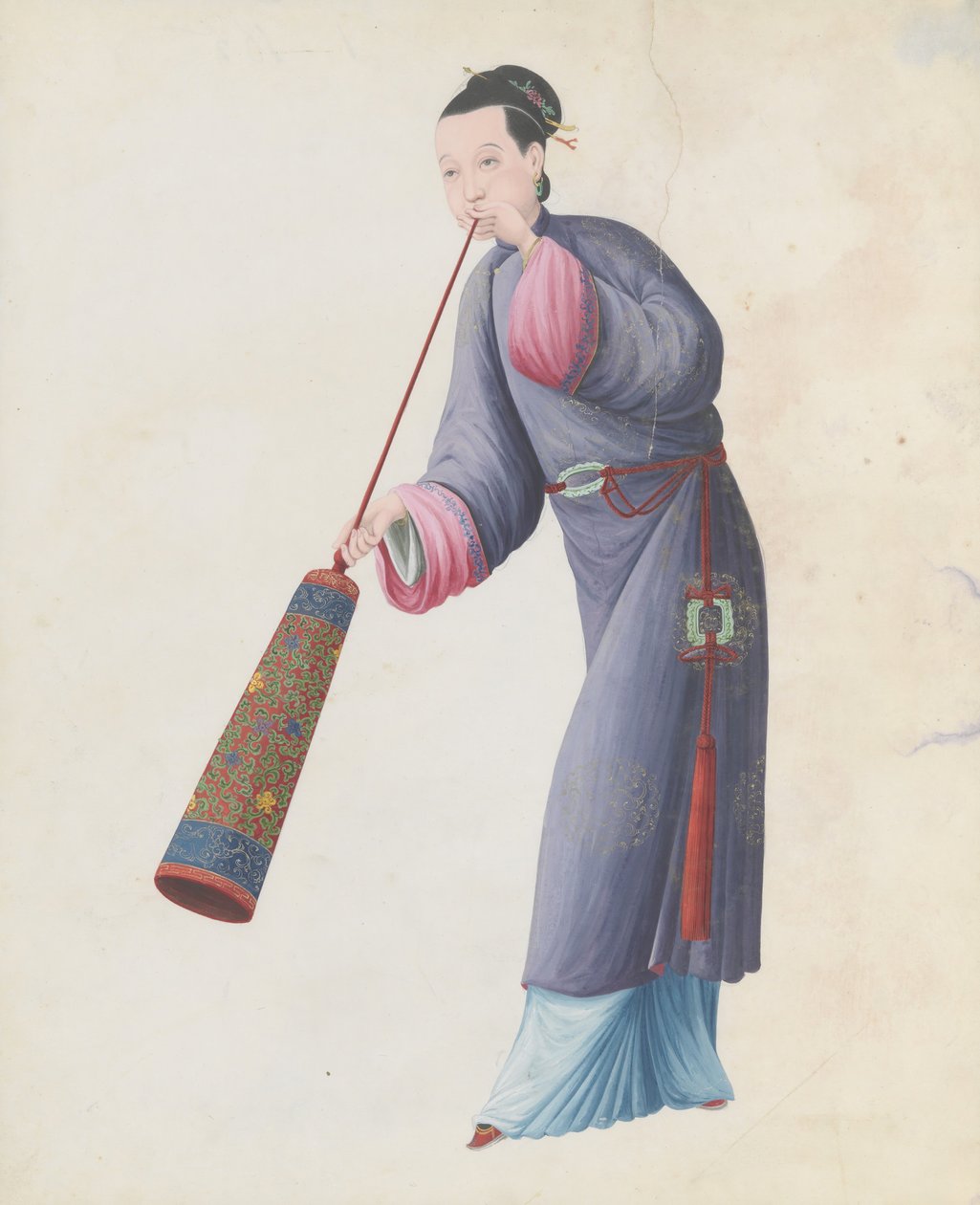 音乐家演奏拉巴的水彩画，18世纪末。 作者 不明