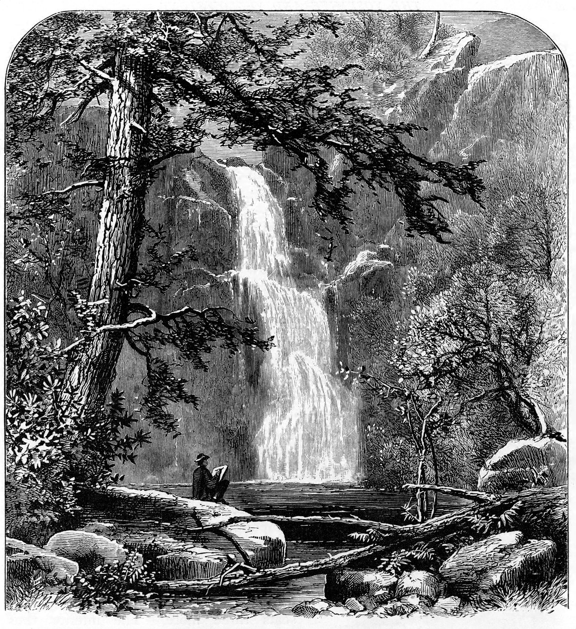 美国优胜美地山谷，c1875年的瀑布 作者 不明