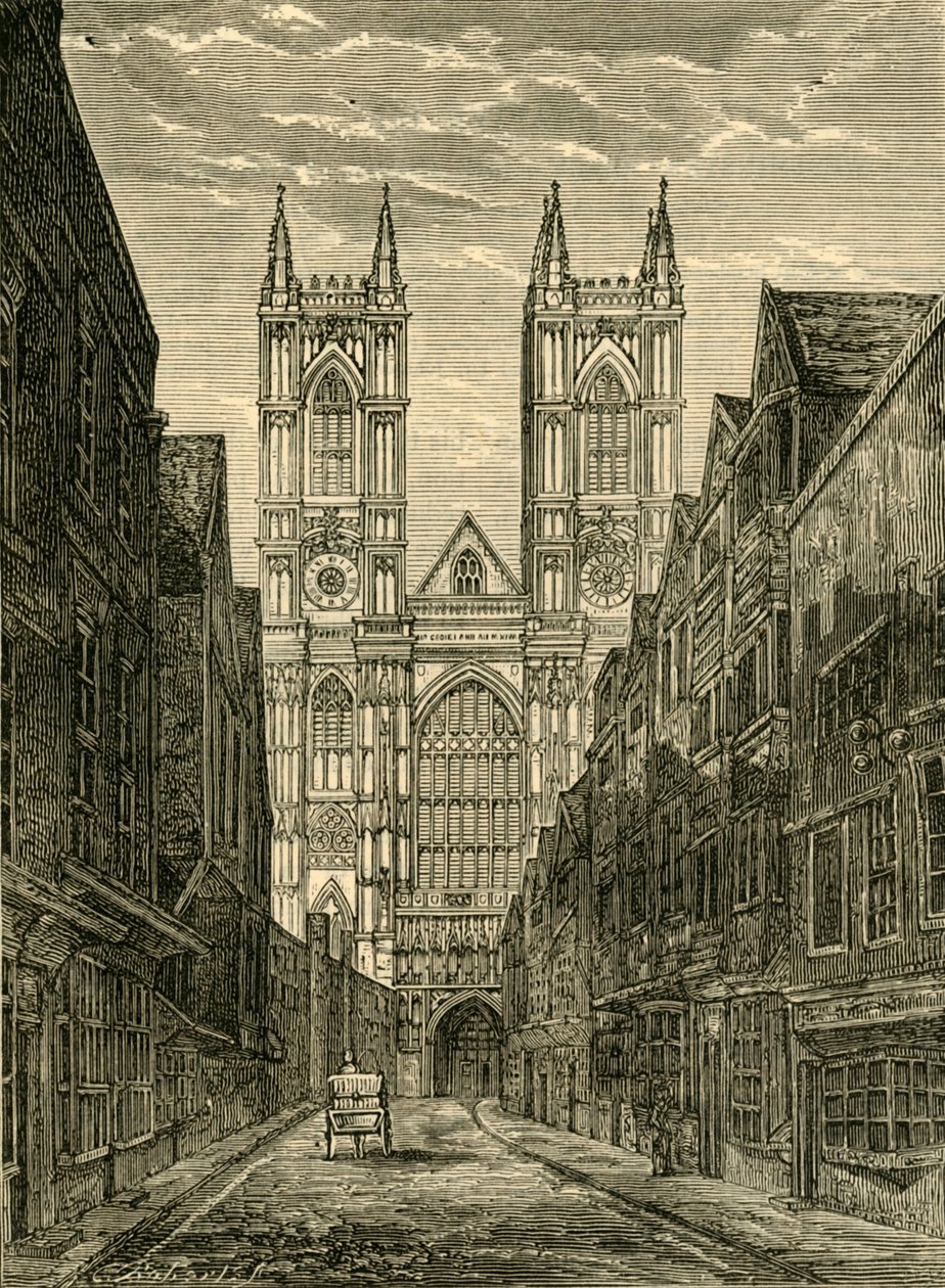 威斯敏斯特大教堂西侧，从Tothill Street，1881年起。 作者 不明
