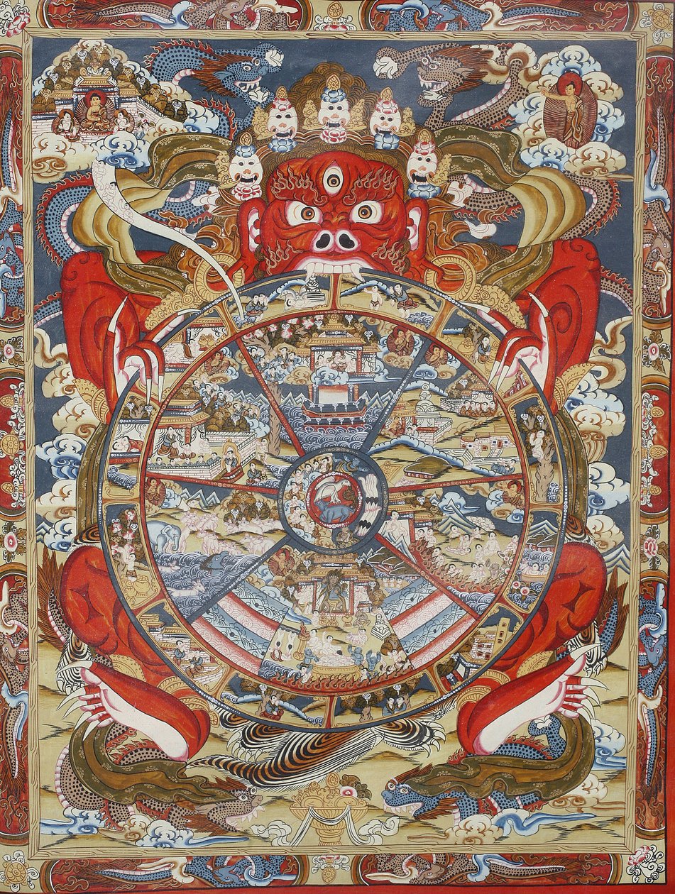 Wheel of life or wheel of Samsara (Mandala). Kopan monastery, Bhaktapur, Nepal 作者 不明