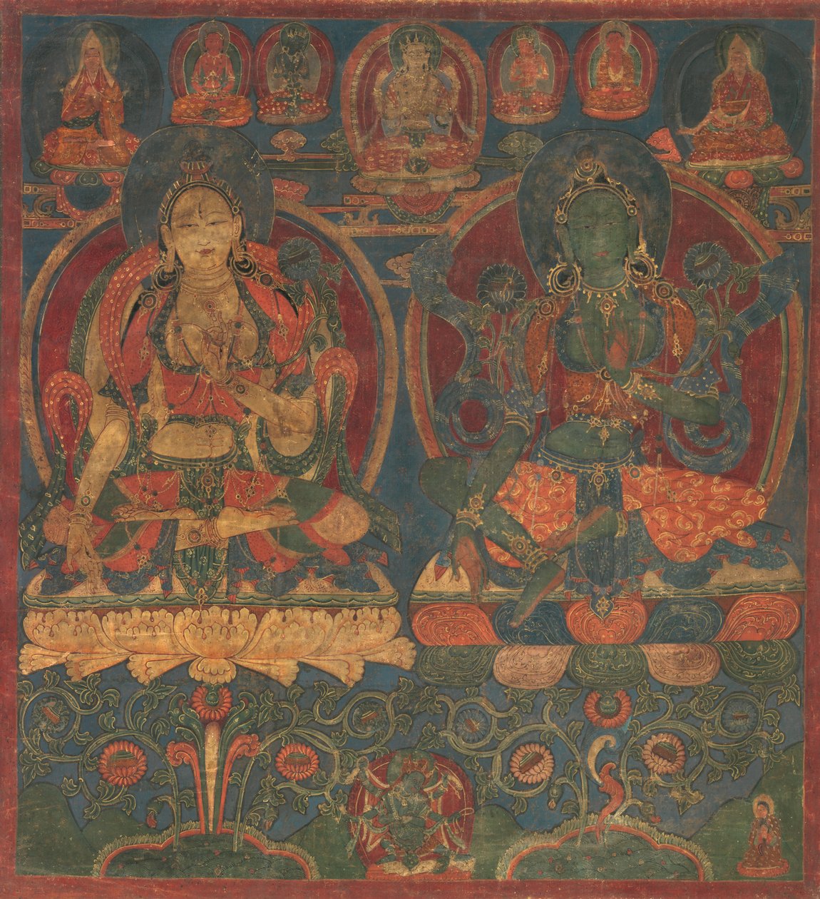 白色塔拉和绿色塔拉，1450-1500年。 作者 不明