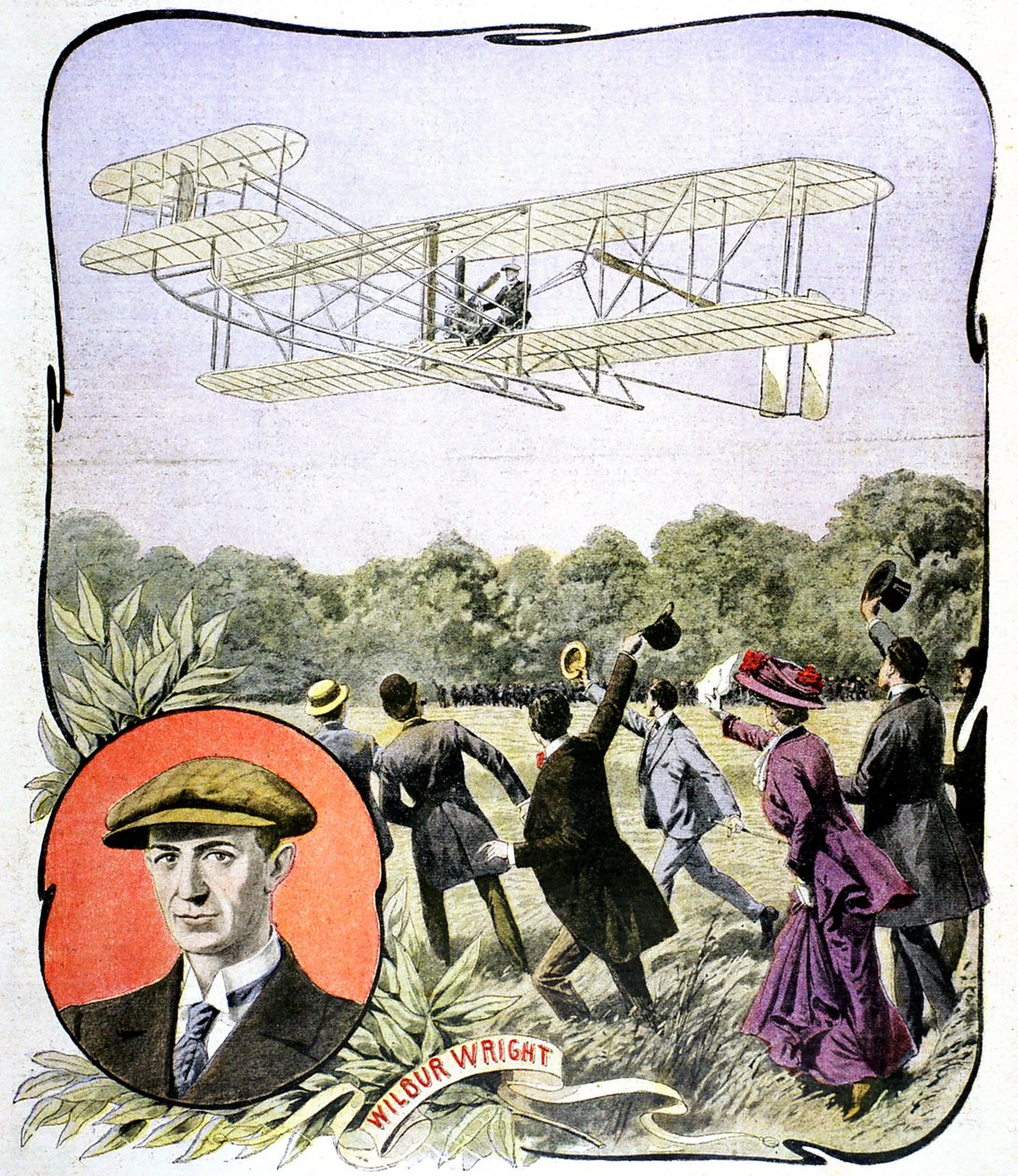 威尔伯·赖特（Wilbur Wrights）于1908年在法国勒芒附近的Hanaudieres赛道上首次在欧洲飞行 作者 不明