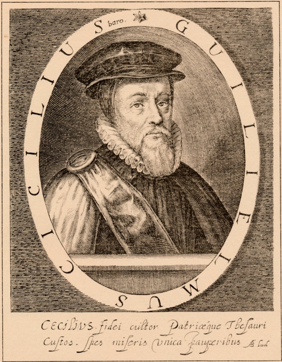 威廉·塞西尔（William Cecil），第一任伯爵夫人（Barst Burghley），1520-1598年，英国政治家，1889年 作者 不明