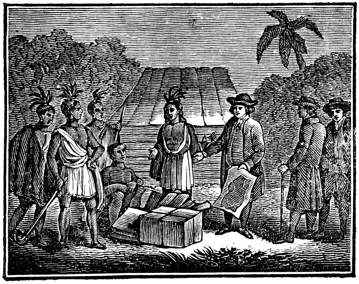 威廉·佩恩（William Penn）与美国原住民，英国贵格会殖民者，1830年 作者 不明