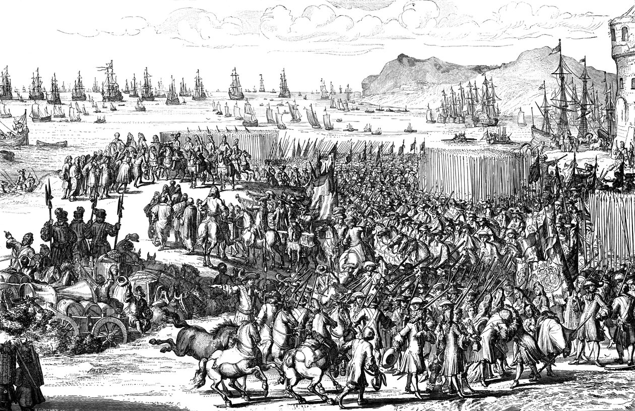 1688年11月5日，奥兰治的威廉（William of Orange）和他的军队在德文郡托贝登陆 作者 不明