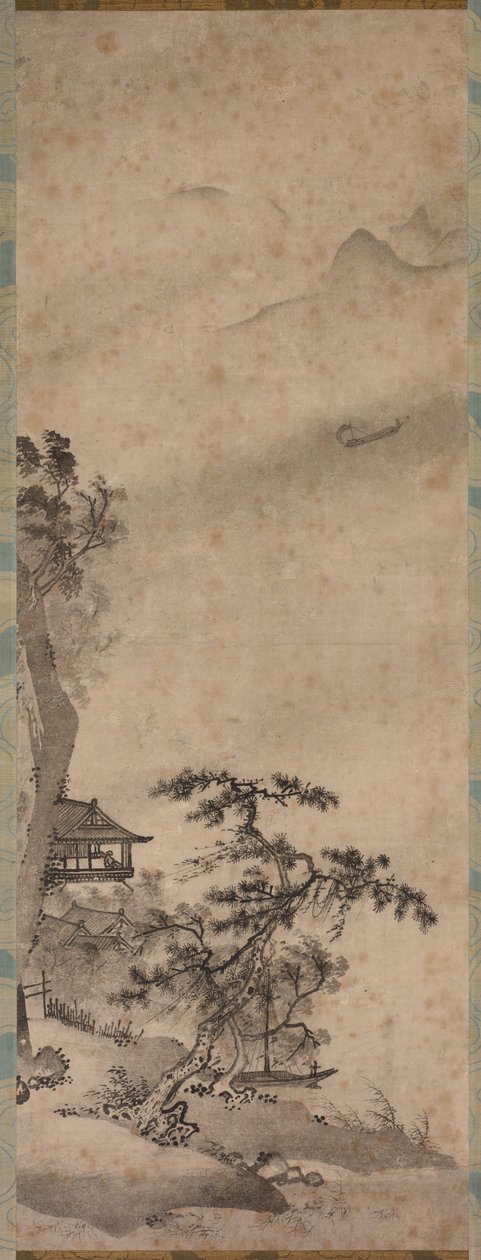 风帆船与风景观，1400年代中期。 作者 不明