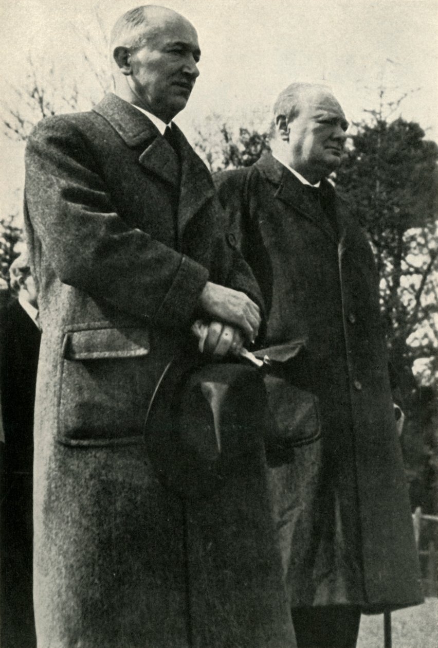 温斯顿·丘吉尔（Winston Churchill）和贝内斯（Benes）总统，1947年代。 作者 不明