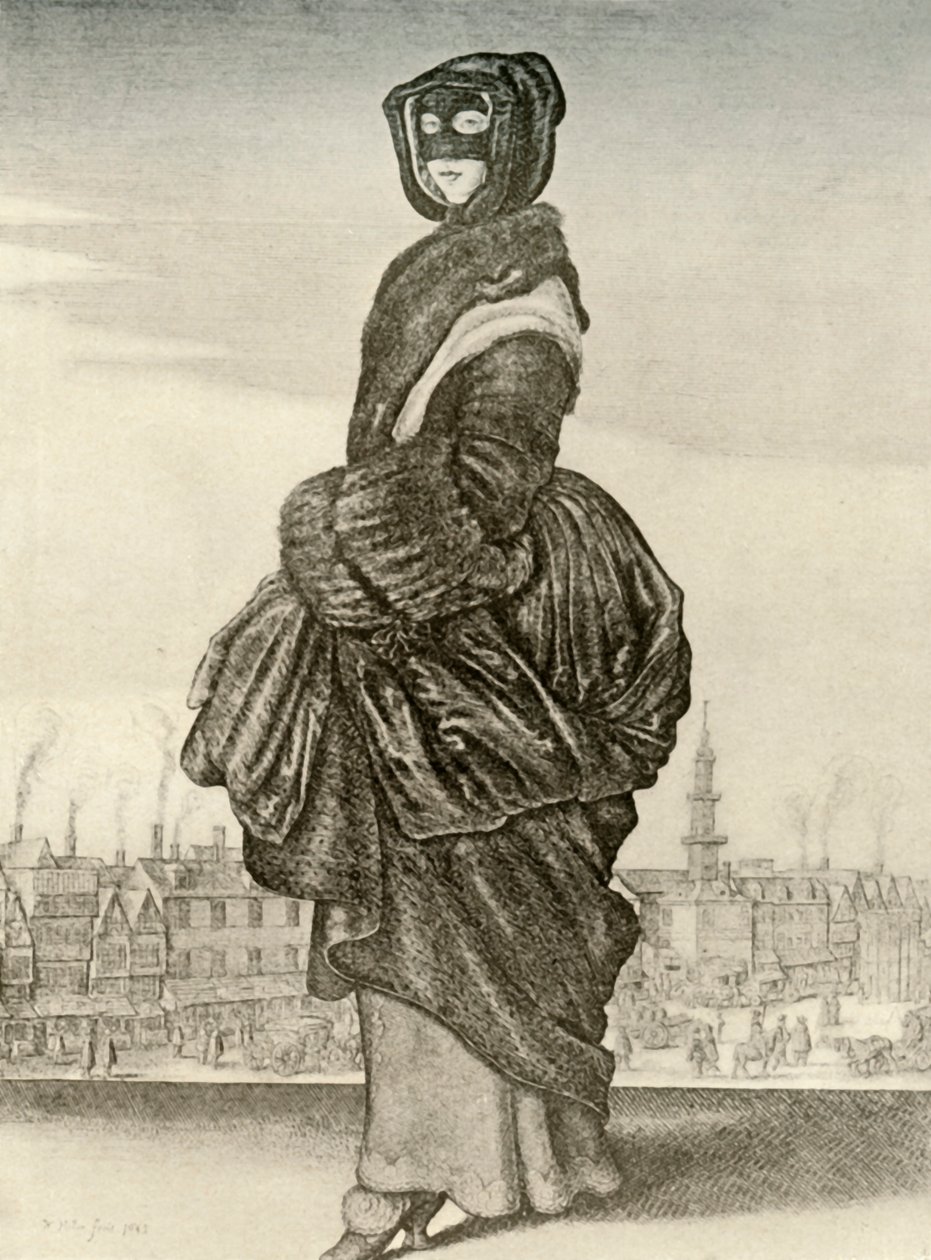冬季-英国妇女的户外冬装，查理一世统治时期，c1620-1640，1937年 作者 不明