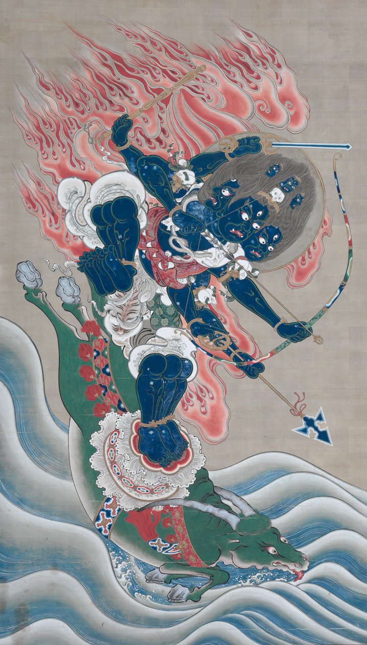 激发伟大敬畏力量的智慧之王Daiitoku myoo，1800年代中期。 作者 不明
