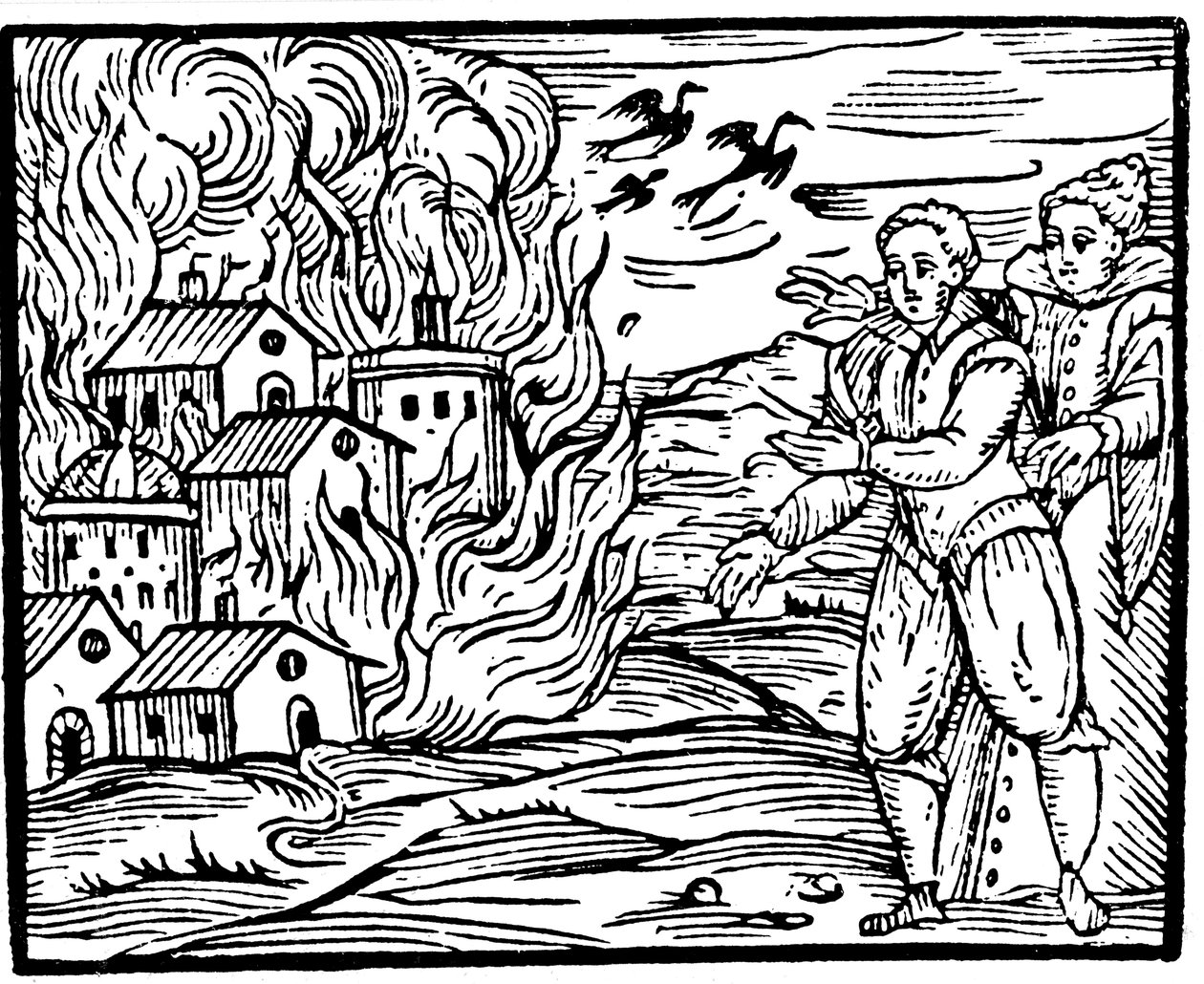 女巫用火摧毁房屋-斯瓦比亚，1533年 作者 不明