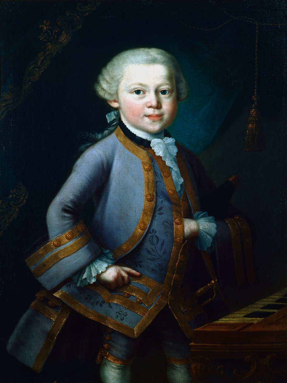 沃尔夫冈·阿马德乌斯·莫扎特（Wolfgang Amadeus Mozart），奥地利作曲家，1761年 作者 不明