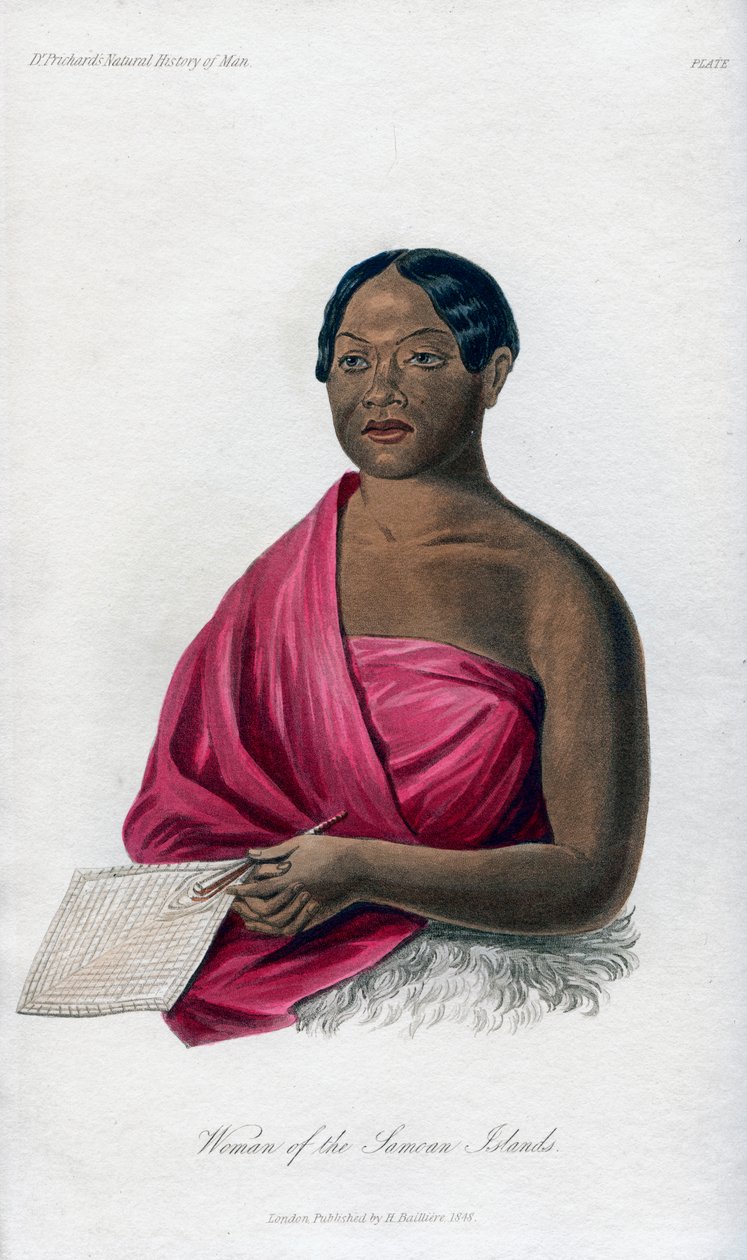 来自萨摩亚群岛的女人，1848年 作者 不明