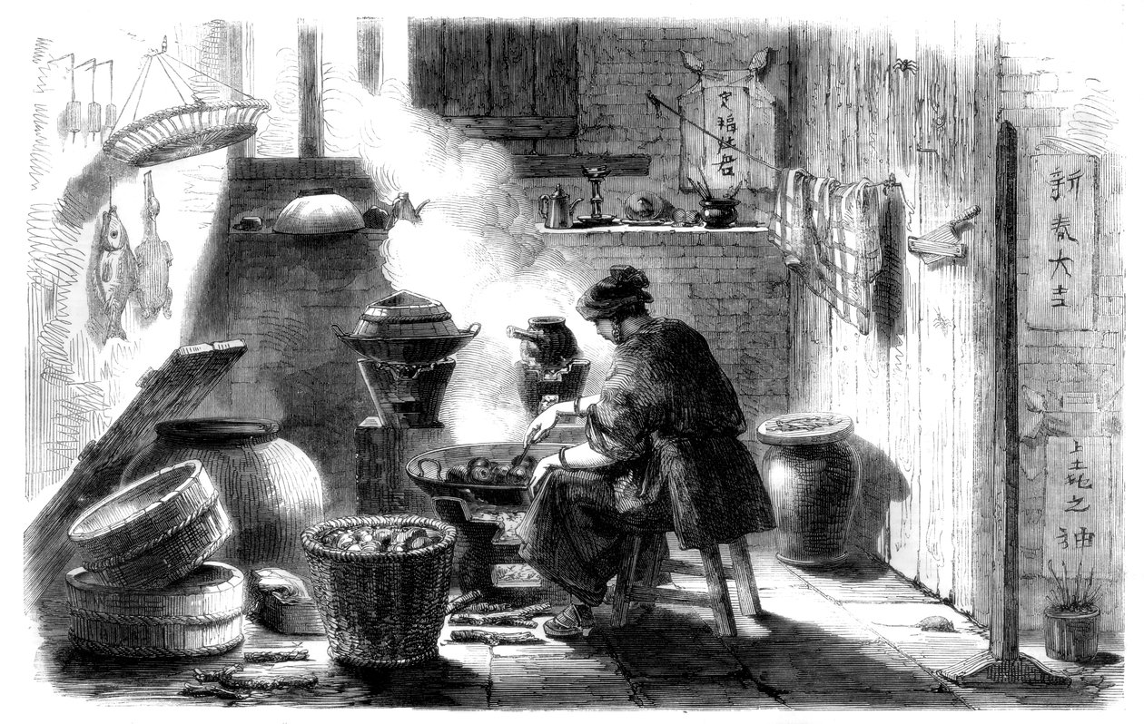 女人为农历新年准备蛋糕，1861年 作者 不明