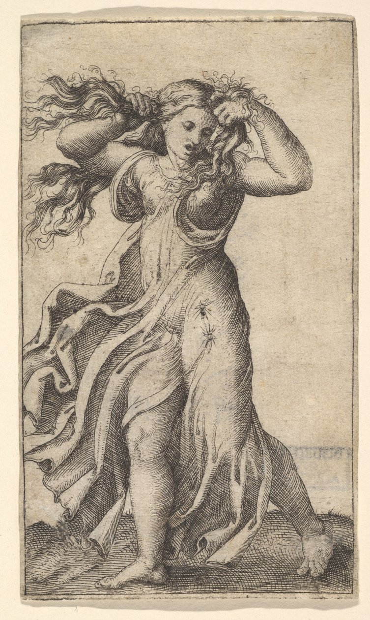 女人拉扯她的头发，ca。 1515。 作者 不明
