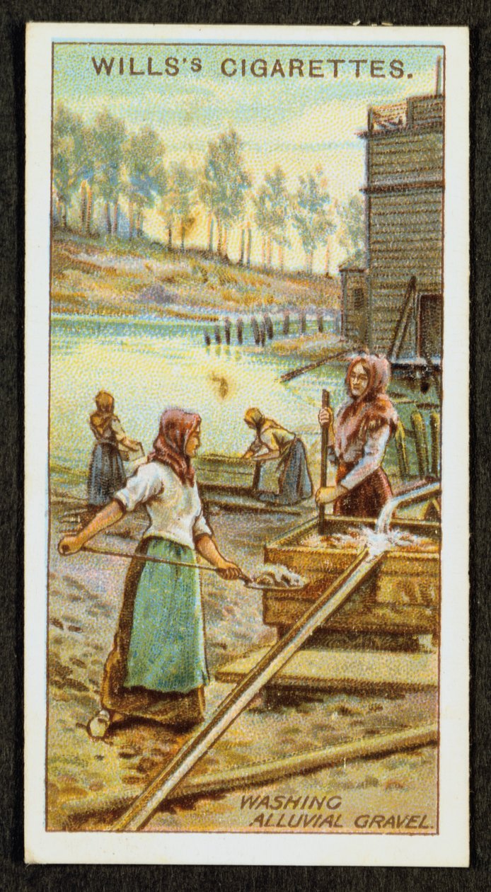 妇女从冲积碎石中洗净贵金属铂金，俄罗斯乌拉尔，1916年 作者 不明