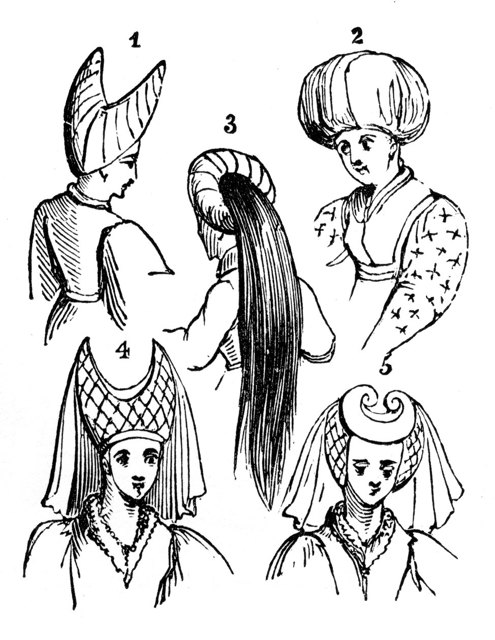 十五世纪女性头饰，1910年 作者 不明